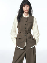 Women's Single-Breasted Belted Suit Vest